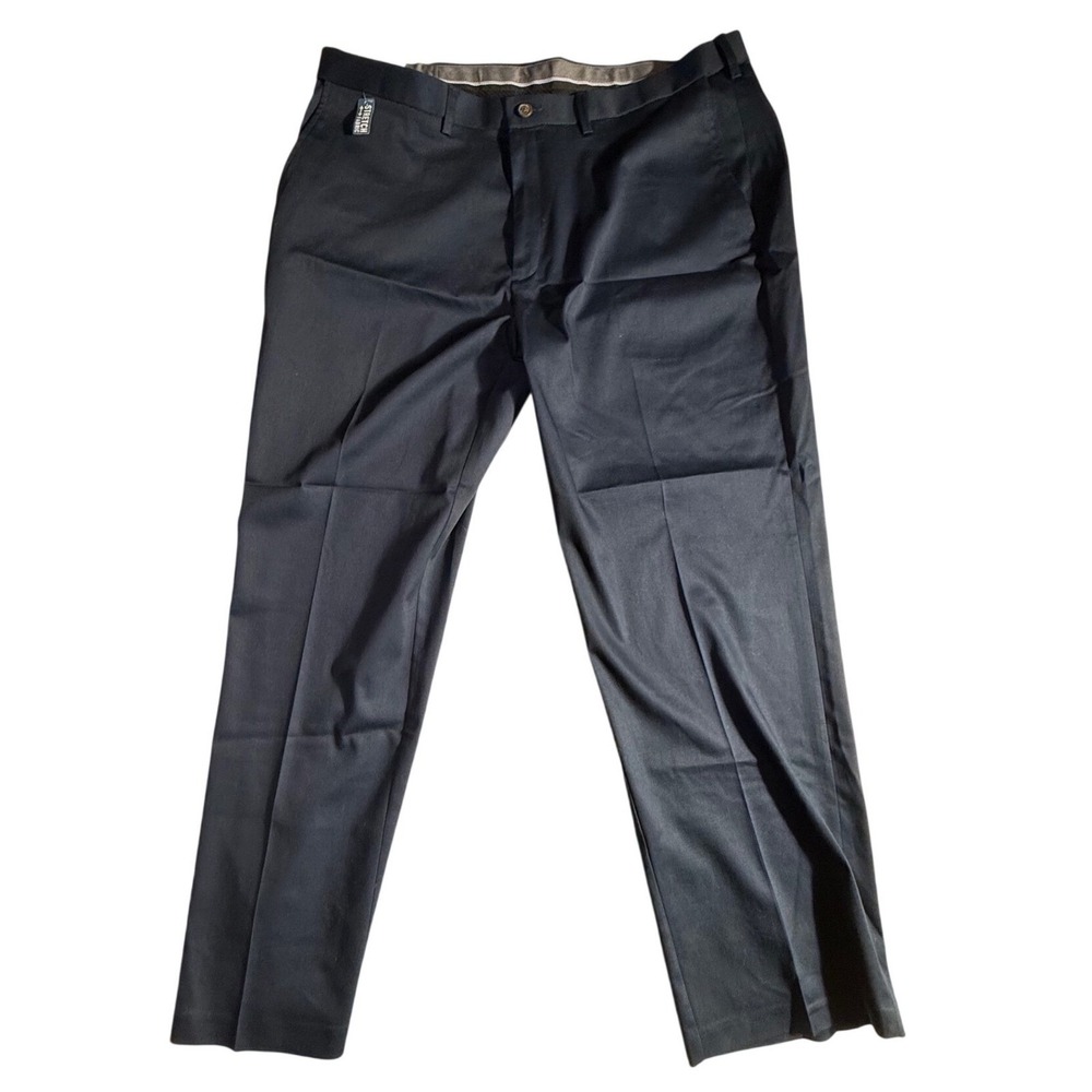 Haggar Premium No Iron Khaki Mens 42x30 Classic Fit Navy Stretch Pants NEW-2011